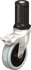 Blickle - 3" Diam x 63/64" Wide x 3-31/32" OAH Stem Mount Swivel Caster with Brake - Solid Rubber, 132 Lb Capacity, Plain Bore Bearing, Round Stem - Eagle Tool & Supply