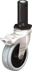 Blickle - 3" Diam x 63/64" Wide x 3-31/32" OAH Stem Mount Swivel Caster with Brake - Solid Rubber, 132 Lb Capacity, Plain Bore Bearing, Round Stem - Eagle Tool & Supply