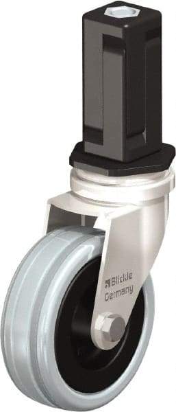 Blickle - 3" Diam x 63/64" Wide x 3-31/32" OAH Stem Mount Swivel Caster - Solid Rubber, 132 Lb Capacity, Plain Bore Bearing, Square Stem - Eagle Tool & Supply