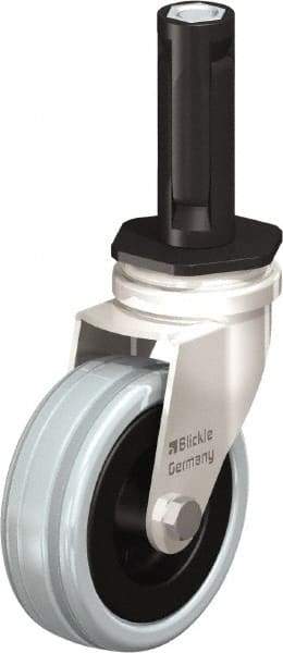 Blickle - 3" Diam x 63/64" Wide x 3-31/32" OAH Stem Mount Swivel Caster - Solid Rubber, 132 Lb Capacity, Plain Bore Bearing, Round Stem - Eagle Tool & Supply