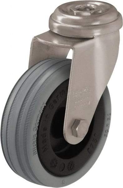 Blickle - 3" Diam x 63/64" Wide x 3-27/32" OAH Stem Mount Swivel Caster - Solid Rubber, 132 Lb Capacity, Plain Bore Bearing, Square Stem - Eagle Tool & Supply