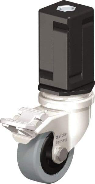 Blickle - 2" Diam x 45/64" Wide x 2-13/16" OAH Stem Mount Swivel Caster with Brake - Solid Rubber, 88 Lb Capacity, Plain Bore Bearing, Square Stem - Eagle Tool & Supply