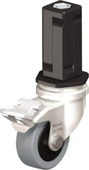 Blickle - 2" Diam x 45/64" Wide x 2-13/16" OAH Stem Mount Swivel Caster with Brake - Solid Rubber, 88 Lb Capacity, Plain Bore Bearing, Square Stem - Eagle Tool & Supply