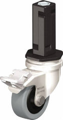 Blickle - 2" Diam x 45/64" Wide x 2-13/16" OAH Stem Mount Swivel Caster with Brake - Solid Rubber, 88 Lb Capacity, Plain Bore Bearing, Square Stem - Eagle Tool & Supply