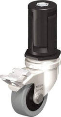 Blickle - 2" Diam x 45/64" Wide x 2-13/16" OAH Stem Mount Swivel Caster with Brake - Solid Rubber, 88 Lb Capacity, Plain Bore Bearing, Round Stem - Eagle Tool & Supply