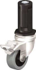 Blickle - 2" Diam x 45/64" Wide x 2-13/16" OAH Stem Mount Swivel Caster with Brake - Solid Rubber, 88 Lb Capacity, Plain Bore Bearing, Round Stem - Eagle Tool & Supply