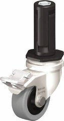 Blickle - 2" Diam x 45/64" Wide x 2-13/16" OAH Stem Mount Swivel Caster with Brake - Solid Rubber, 88 Lb Capacity, Plain Bore Bearing, Round Stem - Eagle Tool & Supply
