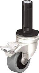 Blickle - 2" Diam x 45/64" Wide x 2-13/16" OAH Stem Mount Swivel Caster with Brake - Solid Rubber, 88 Lb Capacity, Plain Bore Bearing, Round Stem - Eagle Tool & Supply