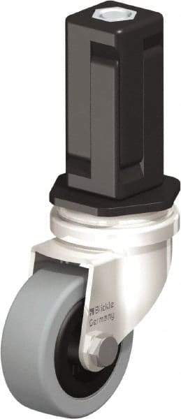 Blickle - 2" Diam x 45/64" Wide x 2-13/16" OAH Stem Mount Swivel Caster - Solid Rubber, 88 Lb Capacity, Plain Bore Bearing, Square Stem - Eagle Tool & Supply