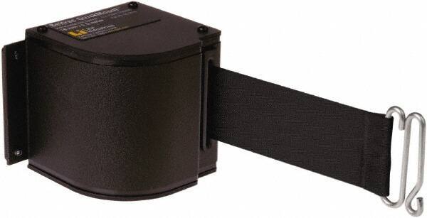 Lavi Industries - 3-1/2" High x 3-1/4" Long x 3-1/4" Wide Retractable Barrier Belt - Aluminum, Powdercoat Finish, Black, Use with Upright - Eagle Tool & Supply