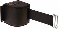 Lavi Industries - 3-1/2" High x 3-1/4" Long x 3-1/4" Wide Retractable Barrier Belt - Aluminum, Powdercoat Finish, Black, Use with Upright - Eagle Tool & Supply