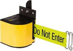 Lavi Industries - 3-1/2" High x 3-1/4" Long x 3-1/4" Wide Retractable Barrier Belt - Aluminum, Powdercoat Finish, Yellow, Use with Upright - Eagle Tool & Supply