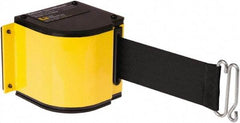 Lavi Industries - 3-1/2" High x 3-1/4" Long x 3-1/4" Wide Retractable Barrier Belt - Aluminum, Powdercoat Finish, Yellow, Use with Upright - Eagle Tool & Supply
