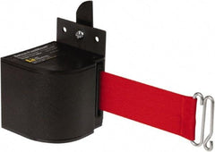 Lavi Industries - 3-1/2" High x 3-1/4" Long x 3-1/4" Wide Retractable Barrier Belt - Aluminum, Powdercoat Finish, Black, Use with Upright - Eagle Tool & Supply