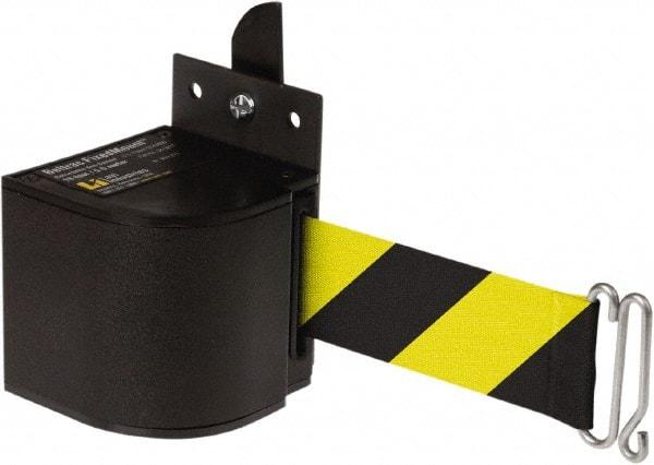Lavi Industries - 3-1/2" High x 3-1/4" Long x 3-1/4" Wide Retractable Barrier Belt - Aluminum, Powdercoat Finish, Black, Use with Upright - Eagle Tool & Supply