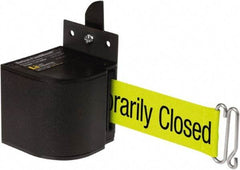 Lavi Industries - 3-1/2" High x 3-1/4" Long x 3-1/4" Wide Retractable Barrier Belt - Aluminum, Powdercoat Finish, Black, Use with Upright - Eagle Tool & Supply