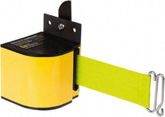 Lavi Industries - 3-1/2" High x 3-1/4" Long x 3-1/4" Wide Retractable Barrier Belt - Aluminum, Powdercoat Finish, Yellow, Use with Upright - Eagle Tool & Supply