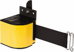 Lavi Industries - 3-1/2" High x 3-1/4" Long x 3-1/4" Wide Retractable Barrier Belt - Aluminum, Powdercoat Finish, Yellow, Use with Upright - Eagle Tool & Supply