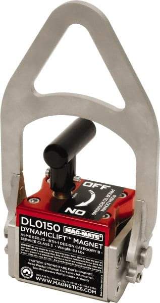 Mag-Mate - 150 Lb Load Capacity, Magnetic Lifter - 9" High x 5" Wide, 2 Poles - Eagle Tool & Supply