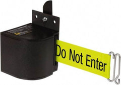 Lavi Industries - 3-1/2" High x 3-1/4" Long x 3-1/4" Wide Retractable Barrier Belt - Aluminum, Powdercoat Finish, Black, Use with Upright - Eagle Tool & Supply