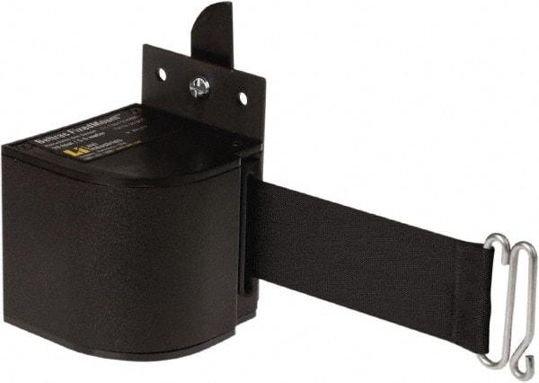 Lavi Industries - 3-1/2" High x 3-1/4" Long x 3-1/4" Wide Retractable Barrier Belt - Aluminum, Powdercoat Finish, Black, Use with Upright - Eagle Tool & Supply