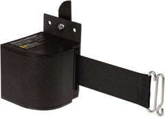 Lavi Industries - 3-1/2" High x 3-1/4" Long x 3-1/4" Wide Retractable Barrier Belt - Aluminum, Powdercoat Finish, Black, Use with Upright - Eagle Tool & Supply