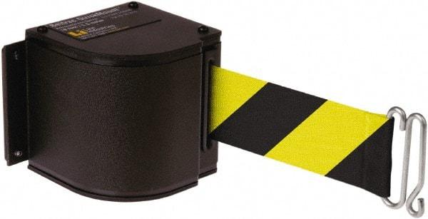 Lavi Industries - 3-1/2" High x 3-1/4" Long x 3-1/4" Wide Retractable Barrier Belt - Aluminum, Powdercoat Finish, Black, Use with Upright - Eagle Tool & Supply