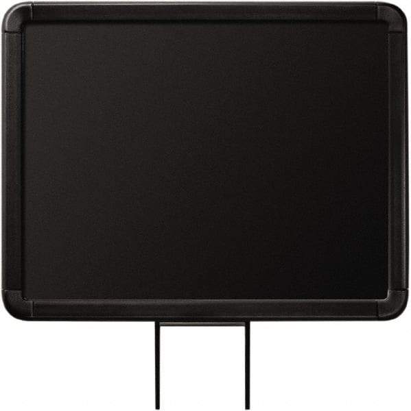 Lavi Industries - 11" High x 8-1/2" Long x 8-1/2" Wide Barrier Sign Frame - Aluminum, Powdercoat Finish, Black, Use with Stanchion - Eagle Tool & Supply