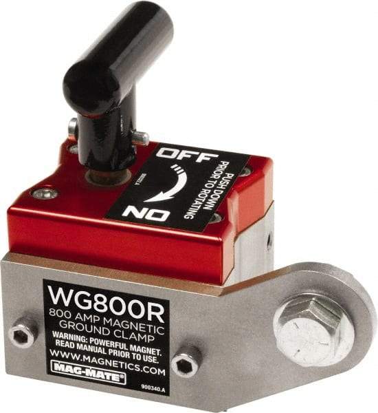 Mag-Mate - 800 Amps Grounding Capacity, 4-5/8" High, Rare Earth Magnetic Welding & Fabrication Ground Clamp - 450 Lb Average Pull Force, Square Magnet, Zinc Plated Steel Stud, Compatible with Flat & Round Surfaces - Eagle Tool & Supply