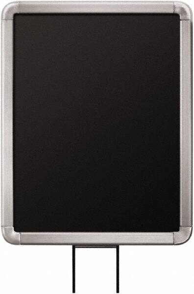Lavi Industries - 11" High x 8-1/2" Long x 8-1/2" Wide Barrier Sign Frame - Aluminum, Satin Chrome Finish, Satin Aluminum, Use with Stanchion - Eagle Tool & Supply
