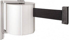 Lavi Industries - 8" High x 6-3/4" Long x 6-3/4" Wide Retractable Barrier Belt - Aluminum, Satin Chrome Finish, Satin Aluminum, Use with Wall Mount - Eagle Tool & Supply