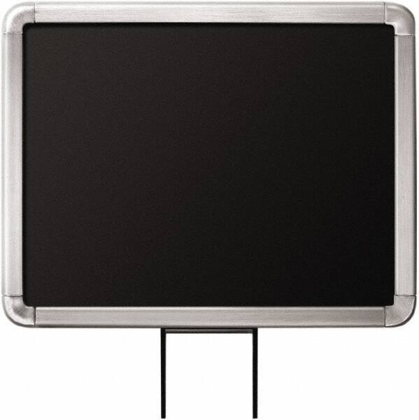 Lavi Industries - 11" High x 8-1/2" Long x 8-1/2" Wide Barrier Sign Frame - Aluminum, Satin Chrome Finish, Satin Aluminum, Use with Stanchion - Eagle Tool & Supply