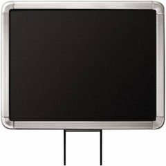Lavi Industries - 11" High x 8-1/2" Long x 8-1/2" Wide Barrier Sign Frame - Aluminum, Satin Chrome Finish, Satin Aluminum, Use with Stanchion - Eagle Tool & Supply