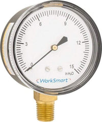 Value Collection - 2-1/2" Dial, 1/4 Thread, 0-15 Scale Range, Pressure Gauge - Lower Connection Mount, Accurate to 1.5% of Scale - Eagle Tool & Supply