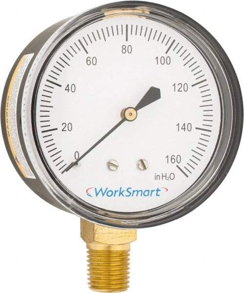 Value Collection - 2-1/2" Dial, 1/4 Thread, 0-160 Scale Range, Pressure Gauge - Lower Connection Mount, Accurate to 1.5% of Scale - Eagle Tool & Supply