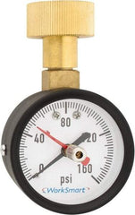 Value Collection - 2" Dial, 3/4 Thread, 0-160 Scale Range, Pressure Gauge - Top Connection Mount, Accurate to 3-2-3% of Scale - Eagle Tool & Supply