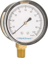 Value Collection - 2-1/2" Dial, 1/4 Thread, 0-100 Scale Range, Pressure Gauge - Lower Connection Mount, Accurate to 1.5% of Scale - Eagle Tool & Supply