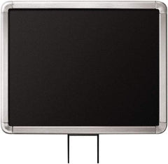 Lavi Industries - 14" High x 11" Long x 11" Wide Barrier Sign Frame - Aluminum, Satin Chrome Finish, Satin Aluminum, Use with Stanchion - Eagle Tool & Supply