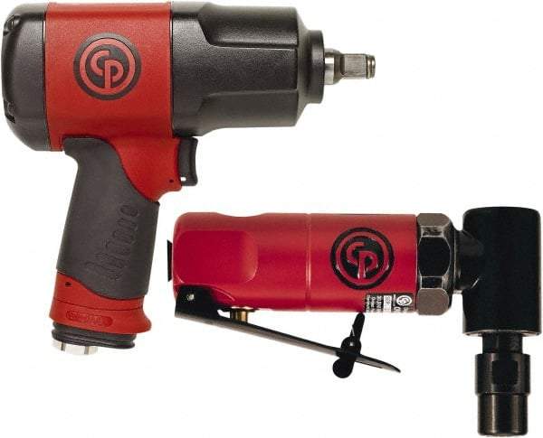 Chicago Pneumatic - Impact Wrench Air Tool Combination Kit - 90 psi, Includes 1/4" 90° Mini Angle Die Grinder - Eagle Tool & Supply