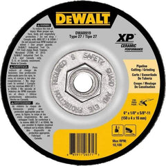 DeWALT - 24 Grit, 6" Wheel Diam, Type 27 Depressed Center Wheel - Coarse/Medium Grade, Ceramic, N Hardness, 10,100 Max RPM - Eagle Tool & Supply