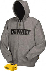 DeWALT - Size L Heated & Cold Weather Jacket - Gray, Polyester, Zipper Closure - Eagle Tool & Supply