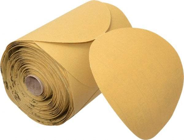 3M - 6" Diam, 150 Grit Aluminum Oxide Adhesive PSA Disc - Very Fine Grade, Gold, A Weighted Backing, Flexible, Use with Random Orbital Sanders - Eagle Tool & Supply