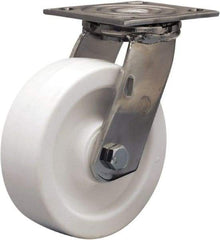 Hamilton - 6" Diam x 2" Wide x 7-1/2" OAH Top Plate Mount Swivel Caster - Polyolefin, 750 Lb Capacity, Delrin Bearing, 3-3/4 x 4-1/2" Plate - Eagle Tool & Supply
