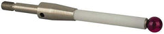 Renishaw - 0.24 Inch Ball Diameter, Ceramic Stem, M4 Thread, Ruby Point Ball Tip CMM Stylus - 1.5158 Inch Working Length, 0.1772 Inch Stem Diameter, 1.9685 Inch Overall Length - Eagle Tool & Supply