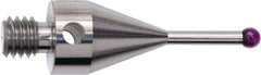 Renishaw - 0.1181 Inch Ball Diameter, Stainless Steel Stem, M4 Thread, Ruby Point Ball Tip CMM Stylus - 0.5118 Inch Working Length, 0.0787 Inch Stem Diameter, 0.7283 Inch Overall Length - Eagle Tool & Supply