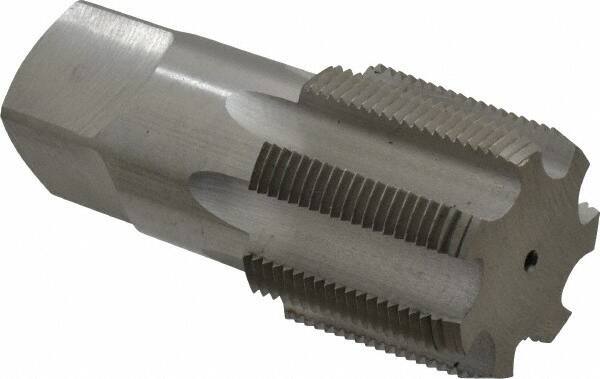Hertel - 1-1/2 - 11-1/2 NPT Thread, 7 Flute Standard Pipe Tap - 4-1/4" OAL, 1-1/2" Shank Diam, Bright Finish, Carbon Steel - Exact Industrial Supply