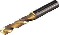 Seco - 7mm 140° Spiral Flute Solid Carbide Screw Machine Drill Bit - Multilayer TiAlN Finish, Right Hand Cut, 34mm Flute Length, 79mm OAL, Straight Shank, Through Coolant - Eagle Tool & Supply