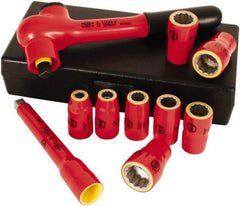 Wiha - 10 Piece 3/8" Drive Socket Set - 8 Points, 8mm to 19mm Range, Metric Measurement Standard - Eagle Tool & Supply