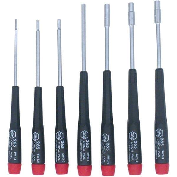 Wiha - 7 Piece, 1.5 to 4mm Nut Driver Set - Standard Shaft, Precision Tapered Handle - Eagle Tool & Supply