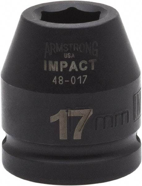 Armstrong - 3/4" Drive 17mm Standard Impact Socket - 6 Points, 1-7/8" OAL - Eagle Tool & Supply